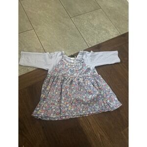 Vtg Stefano International Dress Blue Floral Heart Patch top size 6